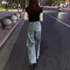 25391 Damei Ai Yuan Verão 2025 Novo Camiseta Redonda Grande Gola Redonda Ombro Normal Caimento Justo Calça Wide Leg de Cintura Alta Emagrecedora para Mulheres