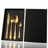 Set de cuatro piezas de cuchillo, tenedor y cuchara de acero inoxidable 410 con estampado de piel de serpiente transfronterizo, creativo estilo occidental, cuchillo dorado para bistec, set de regalo para hotel
