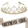 Decoração de Alça de Ombro para Aniversário de Menina Coroa de Festa Faixa de Cabeça Adereço para Foto Alça Cerimonial Estilização