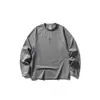 Marca de moda para exteriores Rumeng, diseño de bloques de color con costuras contrastantes, camiseta simple y casual de manga larga, unisex, corte holgado, adecuada para otoño, ir al trabajo y deportes