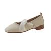 Zapatos de Salón para Mujer Boca Baja Mary Jane Zapatos de Mujer de Moda Combinando Falda de Moda Tacón Bajo Combinando Falda Pequeña Cima Cuadrada de Perlas