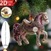Colgante decorativo de caballo galopante dorado y Gorgeous transfronterizo de acrílico, regalo de vacaciones, colgante de llavero para mochila