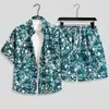 Camisa de Manga Corta de Verano, Traje de Seda de Hielo, Pantalones Cortos de Playa Florales Sueltos de Secado Rápido para Hombre de Talla Grande, Conjunto de Dos Piezas a Juego para Pareja