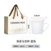 Juego de 3 Tazas con Gradiente de Fábrica con Tapa y Cuchara, Taza de Leche de Alto Valor, Taza de Cerámica para Regalo, Taza de Desayuno al por Mayor