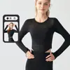 Top Jacquard Patchwork Manga Longa Esportivo Feminino, Peça Única Respirável para Yoga, Justo para Pilates e Fitness, Modelador Corporal