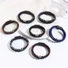Pulsera de Cuero Trenzada para Hombre de Piedra Natural Transfronteriza con Ojo de Tigre y Cierre Magnético de Aleación Pulsera de Cruz