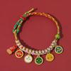 Pulsera de los Cinco Dioses de la Riqueza de Xizang Pulsera Tejida a Mano con Nudo de Flor de Durazno Estilo Étnico Cuerda de Cinco Colores Nuevo Estilo Chino Cuerda Roja DIY