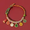 Pulsera tejida a mano de Xizang con Nudo de Flor de Melocotón de la Fortuna de Cinco Vías, Cuerda Multicolor Estilo Étnico, Pulsera de Cuerda Roja de la Montaña Wutai