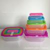 Conjunto de cinco peças Rainbow Crisper, lancheira retangular para micro-ondas, lancheira para geladeira, caixa de armazenamento com orifício de saída