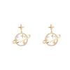 Brincos de Prata 925 com Pino Coreanos de Celebridade da Internet Saturno Vazado Brincos Versáteis para Mulheres Brincos Minimalistas de Personalidade Venda Quente Transfronteiriça