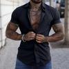 Comercio Exterior Transfronterizo Simple Verano Tipo Duro Camisa Casual de Manga Corta de Color Sólido para Hombre Juventud Trendy Deportes Camisa Delgada