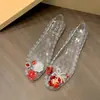 Sapatos de Gelatina Quadrados para Fotos de Casamento, Sapatos de Cristal, Tamancos para Mulheres, Roupa de Verão, Sapatilhas Planas Fofas