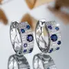 AliExpress Transfronteiriço Nicho Luxo Leve Temperamento Alto Padrão Cor Zircônia Argola de Orelha Fivela de Orelha Brincos Femininos Coloridos Distintivos Brincos