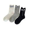 Calcetines de Punto a Cuadros con Lazo para Mujer Estilo Ballet Coreano Calcetines de Media Pantorrilla Versátiles Plisados Borde Enrollado Slouch Calcetines Sin Costuras