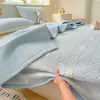 Funda de Cama Gruesa de Gasa Arrugada de Algodón Hinchable Universal para Todas las Estaciones Juego de Tres Piezas Sábana Acolchada Colchón de Dormitorio Estudiantil