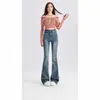 Jeans de Color Cemento Micro-bota para Mujer Cintura Alta 2025 Nuevo Primavera Ajustados Adelgazantes Elásticos Rectos