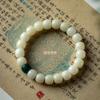 Nuevo Estilo Chino Marea Nacional Pulsera Bodhi Estilo Étnico Duobao Jade Blanco Pulsera Raíz de Bodhi Cuentas de Mano para Hombre