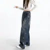 Naranja Infantil # Jeans de Pierna Ancha para Mujer con Adornos de Pedrería, Corte Holgado, Adelgazantes, Modernos, Versátiles y Favorecedores.