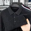 Camiseta polo de tricô de cor sólida com mangas compridas e gola virada, malha grossa 450g anti-bolinhas, lã 100% com torção alta
