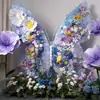 Decoración de ventana de exhibición de flores artificiales de mariposa gigante, soporte de mariposa floral, flor decorativa para accesorios de fotos y exhibición
