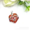 Colgante de flor de cobre con forma de corazón de melocotón y ojo de gato para collar DIY, regalo para novia, madre, accesorios para hacer joyas