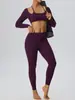 Conjunto de yoga, diseño de dos piezas con mangas largas y pantalones largos que levantan las caderas, tela agradable para la piel, de doble capa para mayor comodidad, adecuado para deportes y fitness, conjunto de dos piezas 62535 + 52341