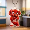Adorno Colgante de Dedo Medio Maligno, Llavero Acrílico de Perro Rojo Pequeño Herido, Colgante Divertido para Mochilas de Estudiantes