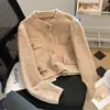 Cardigan de malha curto e espesso estilo Chanel retrô francês outono e inverno novo top suéter de temperamento de alta qualidade feminino