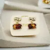 Nuevos Pendientes Cuadrados Ámbar Retro, Diseño de Nicho, Versátiles, Pendientes Simples y de Moda, Lujo Ligero y Pendientes de Alta Gama
