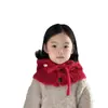 Invierno Nuevo Moda Coreana Infantil Etiqueta Lateral Simple Botón Sombrero a Prueba de Frío con Bufanda Integrada Sombrero Versátil Sombrero de Rafia