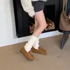 2025 Nuevo Estilo Otoño e Invierno Aumentador Interno Más Terciopelo Cuero Escarchado Cálido y para Pisarle Mocasines de Punta Redonda