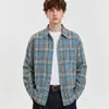 Camisa de manga larga a cuadros diseño S estilo americano para hombre, camisa a cuadros de verano de alta gama con cordón estilo old money