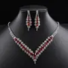 Traje de collar y pendientes color vino tinto transfronterizo europeo y americano Traje de joyería Moda Versátil Novia Joyería con pedrería Colgante