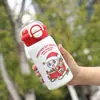 Taza Termo de Acero Inoxidable con Dibujos Animados de Alta Calidad Cuidadosamente Seleccionada, Taza de Doble Uso con Tapa Pop-Up Linda para Estudiantes, Taza Portátil para Exteriores con Popote