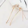 Horquilla de Aleación para Mujer Nueva Primavera 2025 Nuevo Estilo Chino Horquilla en Forma de U con Perla Antigua Accesorio para el Cabello Diario
