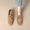Primeiro encontro com Jiju Jiju é super confortável~! Mocassins planos versáteis para mulheres, estilo britânico, com cadarço, sola macia, sapatos de dirigir, single retrô