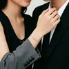 Estilo de Nicho de Lujo Ligero Pulsera de Pareja con Candado de Corazón Plata de Ley S925 Diseño de Esposas Regalo de San Valentín Venta al por Mayor de Fábrica