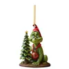 Grinch Navideño Transfronterizo Monstruo de Piel Verde Colgante de Árbol de Navidad Decoración Navideña Adornos Planos Creativos para Coche