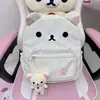 Mochila de Lona Marrón Bordada con Oso Estilo Japonés Linda de Alto Valor Hecha en Casa Versátil para Estudiantes Chica Suave Súper Linda Mochila Escolar