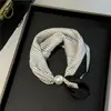 Colar de lenço de seda com pérolas e fecho magnético para mulheres, corrente fina para clavícula de verão, lenço pequeno retrô francês, lenço decorativo para o pescoço