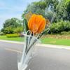 Buquê de tulipas feito à mão com acabamento em flor torcida, haste trançada, presente de dia dos professores para aniversário da namorada