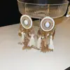 Aretes de borla ovalada con goteo de aceite de resina, estilo étnico retro artístico, ganchos para la oreja de moda, aretes de nicho de alta gama para mujer