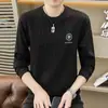 Sudadera de alta gama para hombre, nueva camiseta de manga larga holgada con cuello redondo de moda, top casual bordado para primavera y otoño