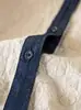 Camisa Jeans com Patchwork Bordado Estilo Artístico, Gola Redonda, Manga Longa para Mulheres, Top Casual Retro Solto Primavera 2026