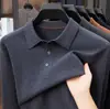 Suéter de tricô grosso de manga longa de 410g para homens, feito com seda de amoreira e lã de ovelha, adequado como camada base ou camisa polo, cor sólida, moda masculina estilo old money
