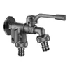 Grifo Exterior Engrosado Antihielo Uno en Dos Salidas Patio Jardín Lavadora Frío Único Doble Salida Doble Control Exterior Riego Flores