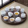 Taza de té de cerámica azul con loto pintado a mano con color de engobe para el hogar taza para degustación de té pu'er juego de té kung fu taza de maestro taza individual