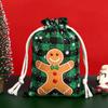 Novo Natal xadrez saco de algodão janela cordão espartilho saco de doces de Natal Natal xadrez de algodão espartilho bolso