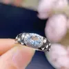 Anel de Prata Esterlina Explosivo com Água-marinha Natural Aberto Homens e Mulheres Podem Usar Europeu e Americano Quente Pedra Principal 5x7mm