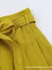 Moda Femenina Transfronteriza Estilo Europeo y Americano Pantalones Casuales de Pierna Ancha de Color Sólido Decorados con Cinturón de Cintura Media 4043253